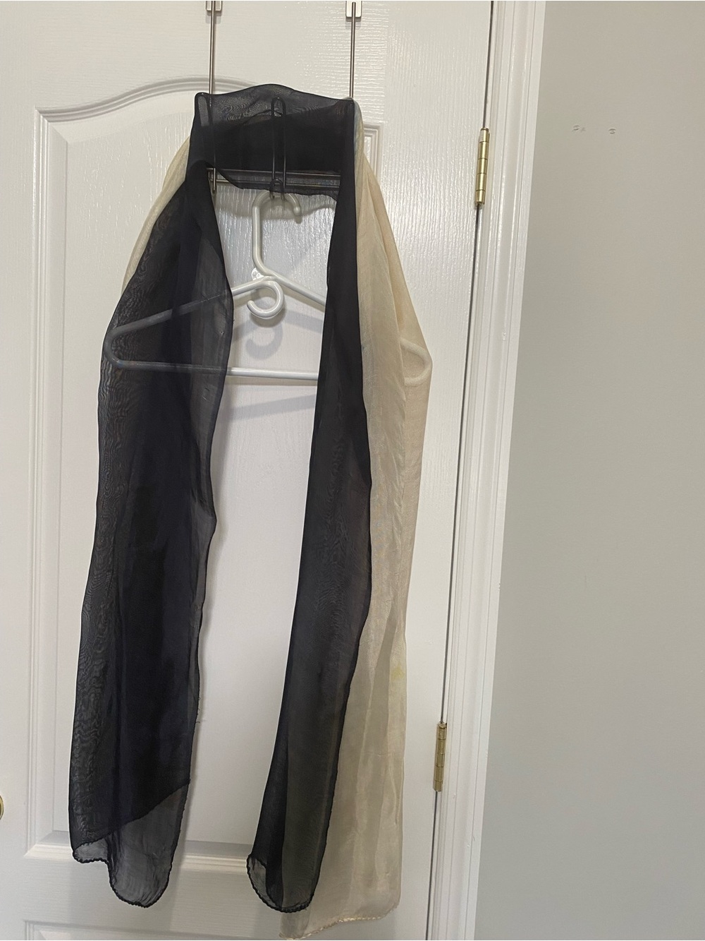 Lightweight Black and Cream Sheer Scarf